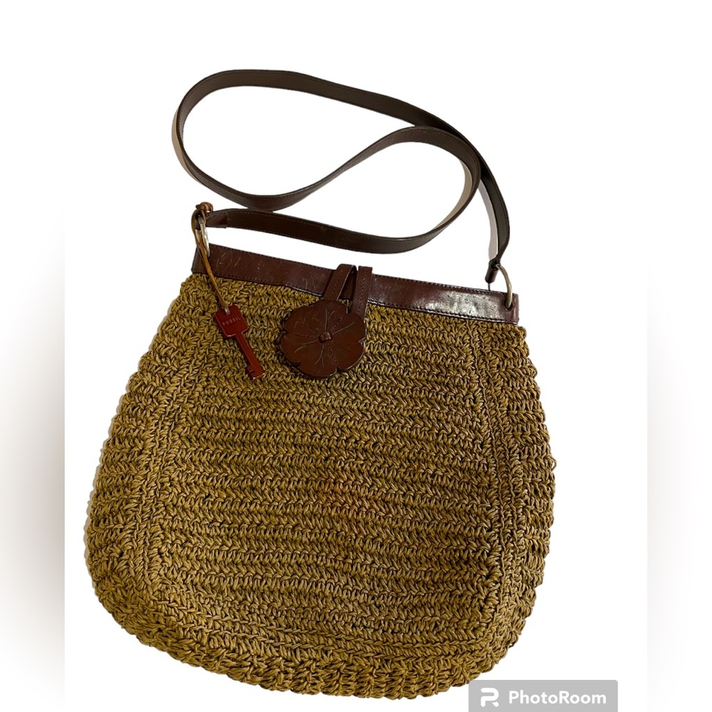 Fossil Large Brown Bag Raffia
Jute Straw woven Tote Purse
